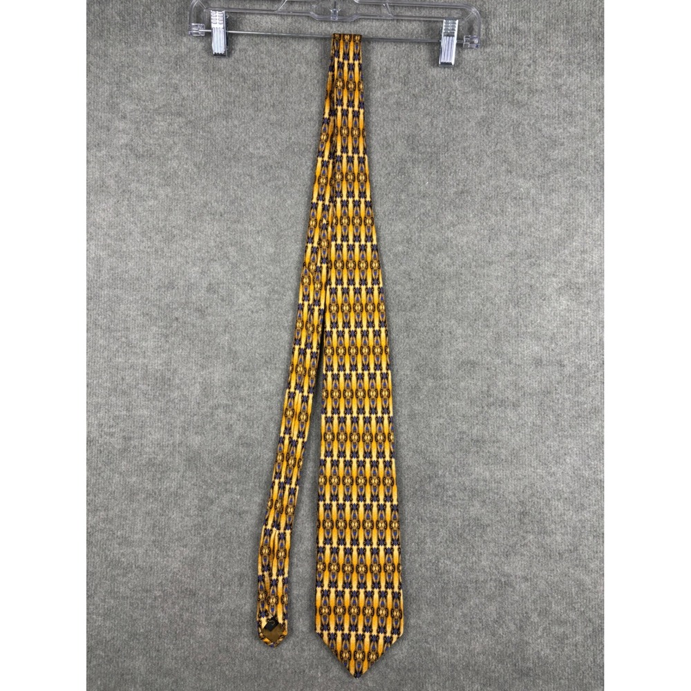 Robert Talbott Studio‎ Silk Necktie Geometric Scroll Pattern Gold Blue One Size